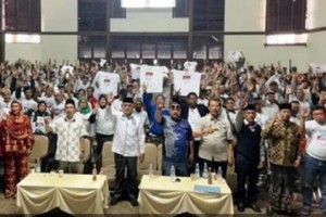 Ribuan relawan paslon no urut 3, ikuti bimtek di gedung Sanggariang.